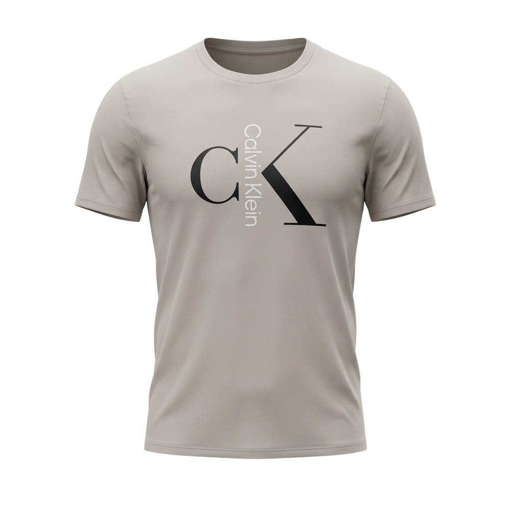 Calvin Klein T-Shirt Mens XL Taupe Beige CK Monogram Logo Graphic Cotton